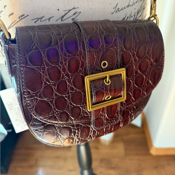 Brahmin Brown Croc-Embossed Leather Bag - Picture 3 of 7